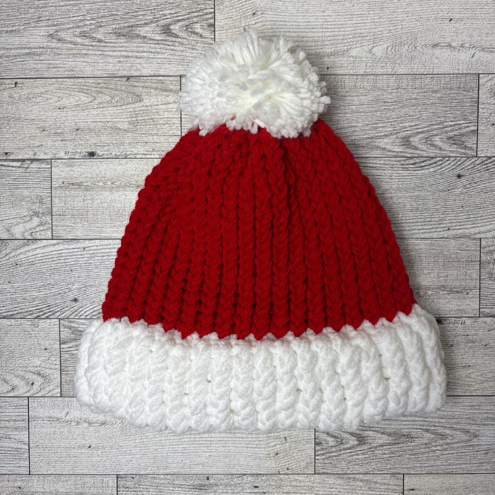 Toddler santa Christmas beanie knitwear kids accessories winter red and white